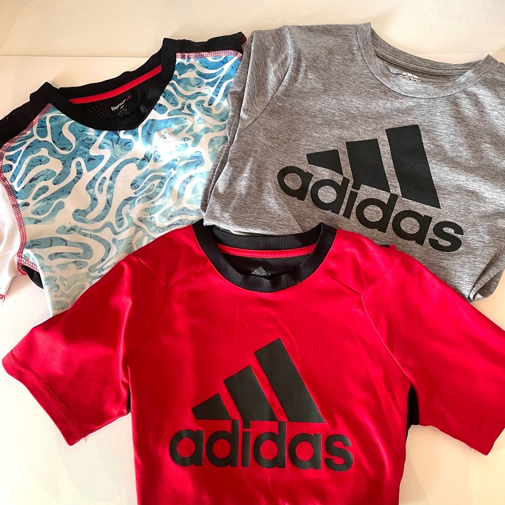 Boys athletic shirts set Adidas Reebok tees Medium